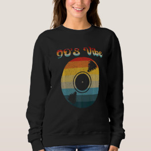 Vintage Sunset Retro 90's Vibe Vinyl Record Music Sweatshirt