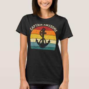 Vintage Sunset Retro Captain Awesome Boater Owner  T-Shirt