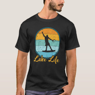 Vintage Sunset Retro Lake Life Wakeboarding Wakesu T-Shirt