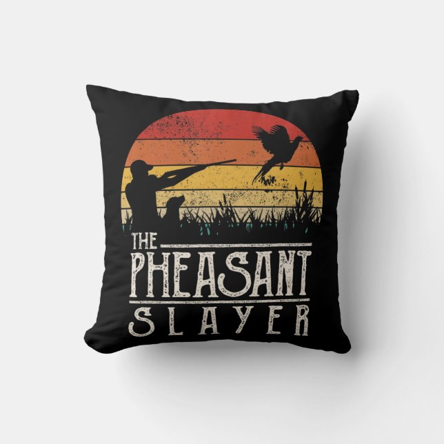 Vintage Sunset Retro Style Pheasant Hunting Pheasa Cushion (Front)