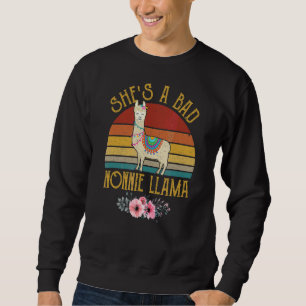 Vintage Sunset She's A Bad Nonnie Llama  Mother's  Sweatshirt
