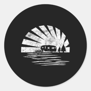 Vintage Sunset Shirt 5th Wheel Camper Rv Vacation Classic Round Sticker