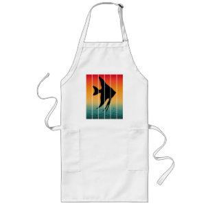 Vintage Sunset Silhouette Fish Long Apron