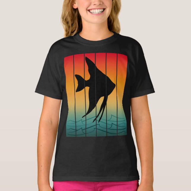 Vintage Sunset Silhouette Fish T-Shirt (Front)
