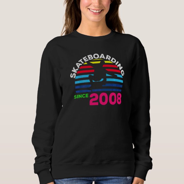 Vintage Sunset Skateboarding Since 2008 Sweatshirt (Front)