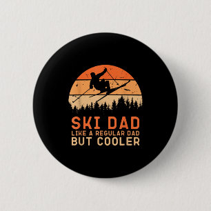 Vintage Sunset Skiing Dad Like A Regular Dad But C 6 Cm Round Badge