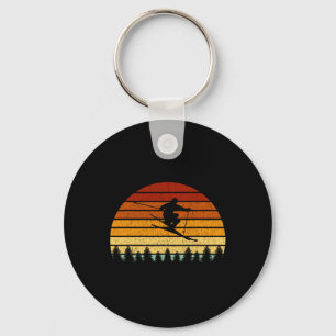 Vintage Sunset Skiing Gift For Skiers  Key Ring
