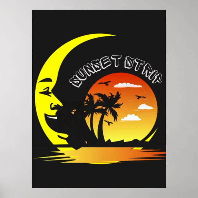 Vintage Sunset Strip Moon Poster (Front)