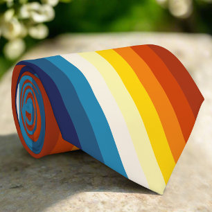 Vintage Sunset Stripes Colourful Rainbow Tie