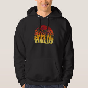 Vintage Sunset Summer Beach Volleyball Player Palm Hoodie