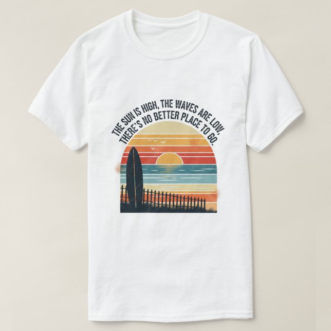 Vintage Sunset Surf Beach Scene Art T-Shirt (Design Front)