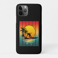 Vintage Sunset Surfing Surfer Ocean Surf