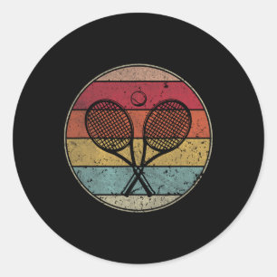 Vintage Sunset Tennis Rackets Men Women Kids Retro Classic Round Sticker