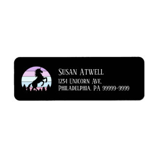 Vintage Sunset Unicorn Rearing Return Address