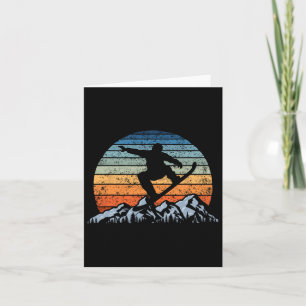 Vintage Sunset Winter Sports Snowboard And Snowboa Card