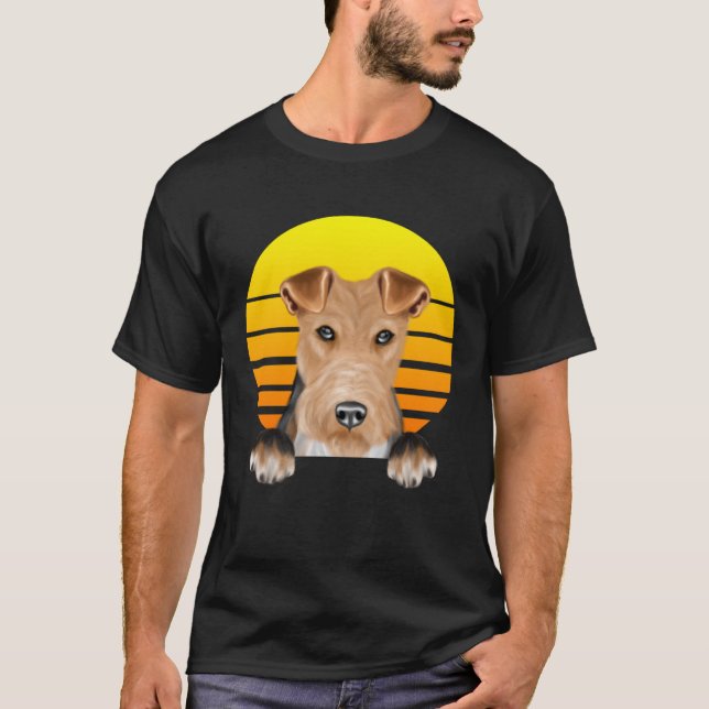 Vintage Sunset Wire Fox Terrier Dog T-Shirt (Front)