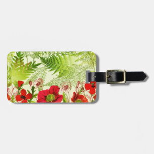 Vintage Sunshine Blooming Poppies Floral Luggage Tag