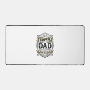 Vintage Super Dad Badge Shirt Design_1 Desk Mat