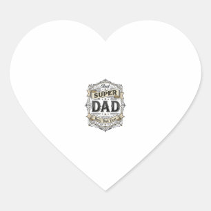 Vintage Super Dad Badge Shirt Design_1 Heart Sticker
