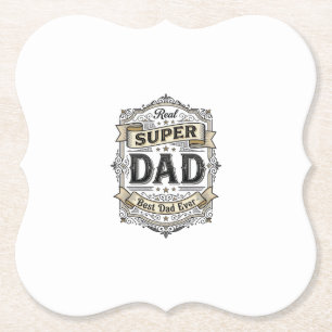 Vintage Super Dad Badge Shirt Design_1 Paper Coaster