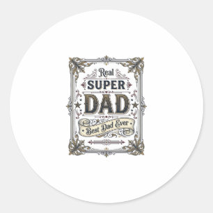Vintage Super Dad Best Dad Ever Shirt Design_1 Classic Round Sticker
