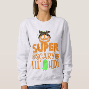 VINTAGE SUPER SCARY LIL' DUDE - CUTE SCARY PUMPKIN SWEATSHIRT