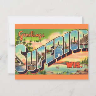 Vintage Superior WI Greeting Postcard