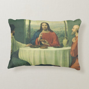 Vintage Supper At Emmaus with Jesus Christ Decorative Cushion