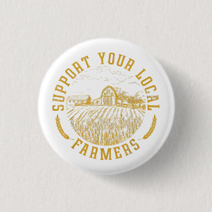Vintage Support Your Local Farmers Farming Farm Fa 3 Cm Round Badge