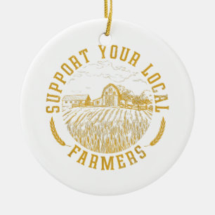 Vintage Support Your Local Farmers Farming Farm Fa Ceramic Tree Decoration