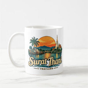Vintage Surat Thani Thailand Travel Art Landmark Coffee Mug