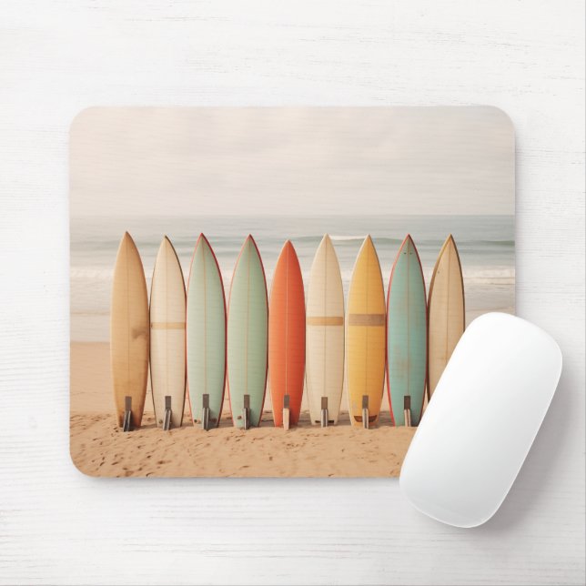 Vintage Surf Boards Mouse Pad (With Mouse)