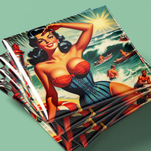 Vintage Surf Pin-up Magnet