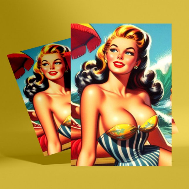 Vintage Surf Pin-up Postcard (Creator Uploaded)
