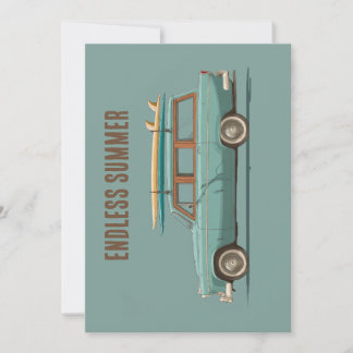 Vintage Surf Wagon – Retro Beach Car Holiday Card