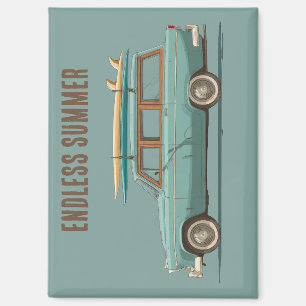Vintage Surf Wagon – Retro Beach Car Magnet
