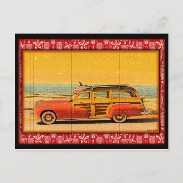 vintage surf woodie postcard (Front)