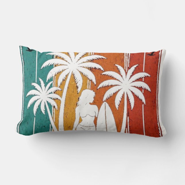 Vintage Surfboard Endless Summer Aesthetic Pillow (Front)