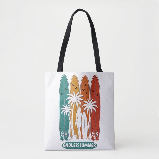 Vintage Surfboard Endless Summer Aesthetic  Tote Bag (Front)