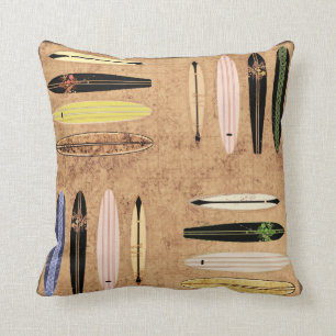Vintage Surfboard Pillow