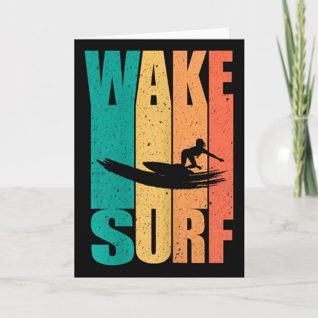 Vintage Surfboard Wake Surfing Surfer  Card (Front)