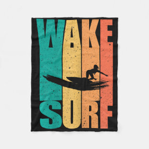 Vintage Surfboard Wake Surfing Surfer  Fleece Blanket