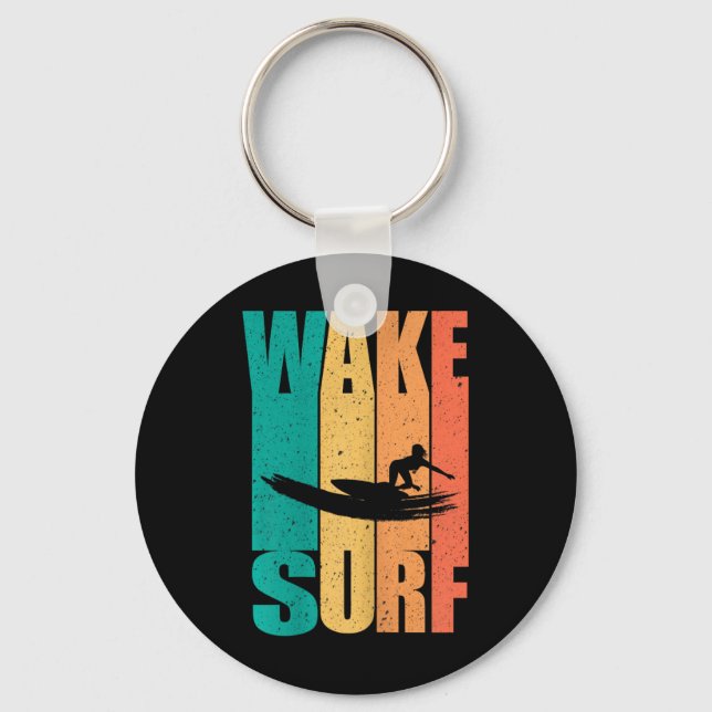 Vintage Surfboard Wake Surfing Surfer  Key Ring (Front)