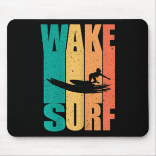 Vintage Surfboard Wake Surfing Surfer Mouse Pad