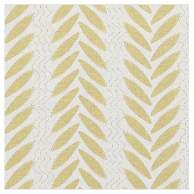 Vintage Surfboards and Waves Beige White Pattern Fabric (Close Up)