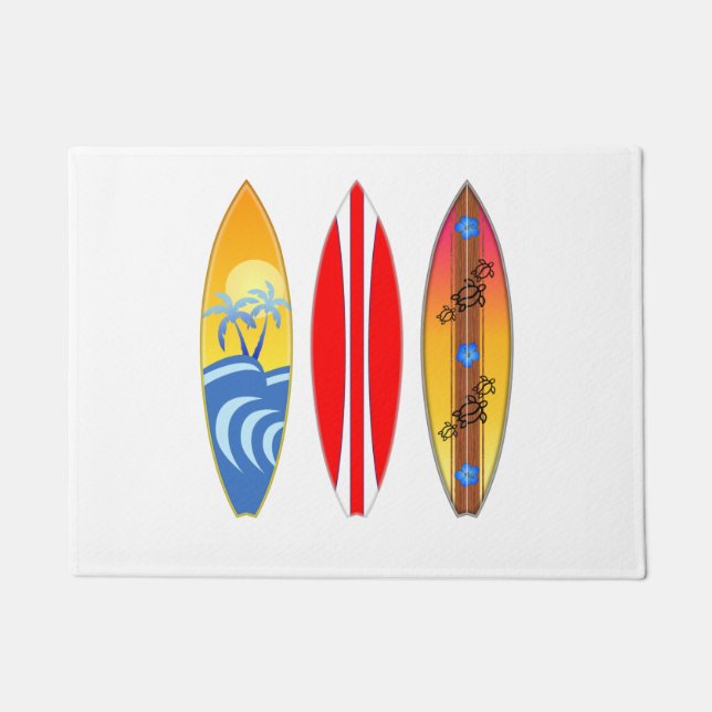 Vintage Surfboards Surfing Doormat (Front)