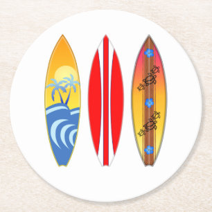 Vintage Surfboards Surfing Round Paper Coaster