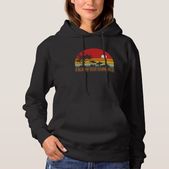Vintage Surfer Retro Surfing Beach Summer Vacation Hoodie (Front)