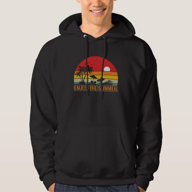 Vintage Surfer Retro Surfing Beach Summer Vacation Hoodie (Front)