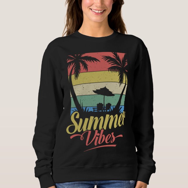Vintage Surfer Retro Surfing Beach Summer Vacation Sweatshirt (Front)